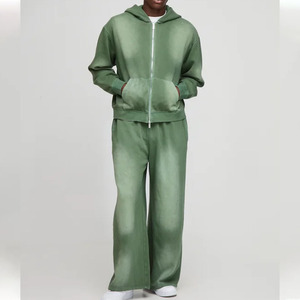 Avenue Blue Men's <b>Hooded</b> Tracksuit Full <b>Zip</b> Cotton Sweat Suit Star Print Letter Logo Loose Fit Unisex Streetwear Autumn Wear OEM - Product Image 4