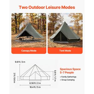 Tenda a Campana in Tela 16.4 Piedi, Tenda Yurt 4 Stagioni per Campeggio con Foro per Stufa, Impermeabile e Traspirante, Capacità 7 Persone - Product Image 2