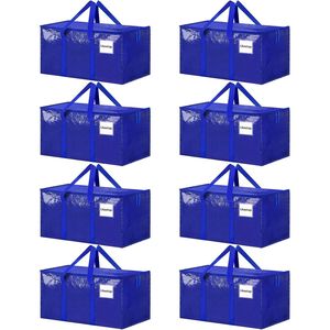 8 Pack Extra <b>Large</b> Heavy-Duty Moving Boxes Blue Storage <b>Bins</b> Reinforced Handles Heavy-Duty Zippers Multipurpose Storage Bags - Product Image 1