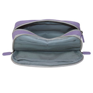 Zipper Closure and Brand Patch A5 Size <b>Stationery</b> <b>Set</b> Water-Resistant SENDA Lavender Nylon Simple Pencil Case - Product Image 6