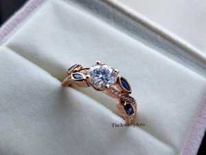 24K Rose <b>Gold</b> Round Cut Moissanite Engagement <b>Ring</b> Twisted Vine Band <b>Dainty</b> Solitaire Promise Wedding Jewelry Gift for Women - Product Image 4