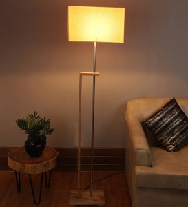 Luxury Geometric Eco-friendly <b>Beige</b> Fabric Shade Floor <b>Lamp</b> Wood Metal Base OEM ODM Low MOQ Factory Price Wholesale Bulk Supply - Product Image 6