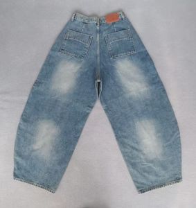 Pantalon en jean bleu unisexe ample de haute qualité, vintage, personnalisé, en coton, avec lavage à l'acide et impression à l'encre - Product Image 1