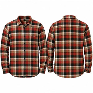 <b>Men's</b> <b>Red</b> Plaid Flannel <b>Shirt</b> Long Sleeve Button Up Casual Flannel <b>Shirt</b> With Chest Pocket - Product Image 1