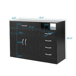 Mobile da Bagno in MDF Nero con Ante Doppie in Triamina e Cinque Cassetti, Elegante Soluzione di Stoccaggio - Product Image 4