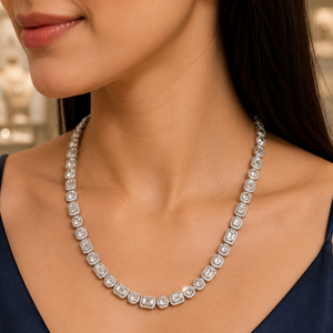 Collier tennis plaqué or avec diamants pour femme, chaîne de luxe polie, idéal pour mariage, soirée, usage quotidien, cadeau, bijoux - Product Image 5