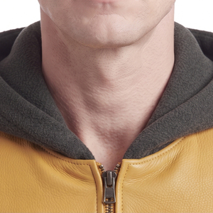 Sweat à capuche 100% cuir véritable pour homme, fermeture éclair intégrale, manches longues, poches latérales zippées, coupe ajustée - Product Image 4