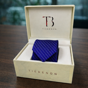 Corbata Pequeña a Cuadros Azules para Hombre |   Corbata Tejida Elegante para Negocios Formales |   Accesorio de Moda Elegante y Delgado para Fiesta de Bodas, Regalo - Product Image 3