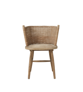 Silla de Comedor Nórdica Minimalista de Madera Maciza de Fresno con Respaldo Curvo de Ratán Tejido - Product Image 2