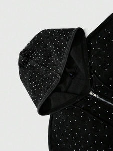 Precio al por mayor: Sudaderas con capucha de alta calidad para hombre con pedrería, tela duradera, estampado brillante, ajuste casual. - Product Image 4