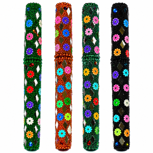 Indian Handmade <b>Beaded</b> Pen | Multicolor Floral Decorative Writing Pen with <b>Mirror</b> Work for Office School Wedding Gift Stationery - Product Image 3