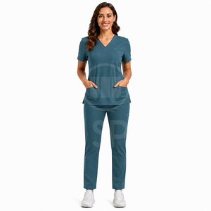 Medical <b>Scrubs</b> Set Nurse Uniform Hospital Clothing Stretch Fabric Breathable Doctor Nurse Apparel Private Label USA Supplier - Product Image 4