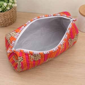 Étui matelassé léger et élégant en coton 100% écologique, motif animalier rayé vibrant, avec fermeture éclair, résistant à l'eau - Product Image 2