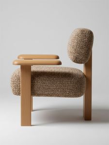 Modern Upholstered <b>Armchair</b> with Wood Frame Fabric Seat <b>Scandinavian</b> Design Living Room Furniture - Product Image 2