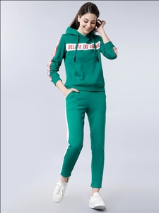 Conjunto de Sudadera con Capucha Verde para Mujer, con Estampado de Letras y Rayas Laterales, Ropa Casual de Otoño, 100% Algodón Tejido, Corte Regular - Product Image 2
