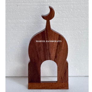 Arche en bois en forme de dôme de lune pour la décoration de table du Ramadan |   Ornement artisanal en bois Eid Mubarak, décoration islamique pour la maison, cadeau, pièce de présentation - Product Image 2