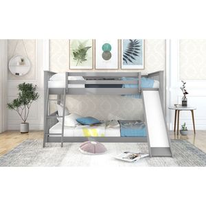Lit superposé gris double avec glissière et échelle convertibles, lits pour enfants, ancien SKU GX000708AAE - Product Image 4