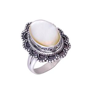 Bague en nacre, argent sterling 925, ajustable, bijou en pierre précieuse, faite à la main, bague de luxe pour femme - Product Image 4
