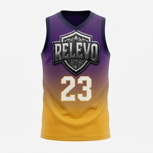 Camiseta de Baloncesto Relevo para Hombre, Sin Mangas, Degradado Morado y Dorado, Número 23, Impresión Digital, Absorbe la Humedad, Transpirable, Cuello en V, Uniforme para Adultos - Product Image 5