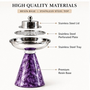 Quemador de Incienso Aromático Ecológico con Base de Resina de Mármol Morado y Tapa de Acero Inoxidable |   Hermanos BH - Product Image 2