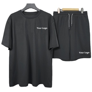 Nueva camiseta y pantalones cortos para hombre, conjunto deportivo informal bordado con logotipo personalizado de dos piezas 2025 - Product Image 3