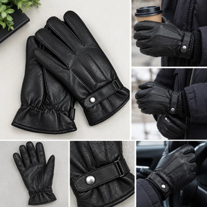 Guantes de Conducción de Cuero Genuino Premium, Largos hasta la Muñeca, Lisos, Sin Forro, Térmicos, Transpirables, con Pantalla Táctil, para Fiestas al Aire Libre, Cálidos para el Invierno - Product Image 5