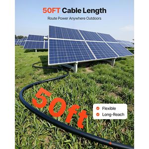 Kit Cavi per Pannelli Solari 50 ft Nero e Rosso 10 AWG (6 mm²) Cavo di Alimentazione Esterno H in Rame Stagnato, Cavo di Prolunga 50 ft per Fotovoltaico H - Product Image 4
