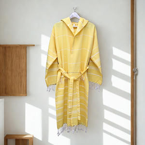 Bata de Baño Turca de Diseño para Unisex, Bata de Baño Turca Ligera y Colorida Tejida a Mano en India con Bolsillos y Cinturón - Product Image 3