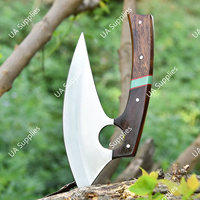 Exotisch gekleurd Damascus staal Ulu-mes ergonomische handgreep roestvrijstalen lemmet ambidexter lederen schede cadeauset - aanpasbaar