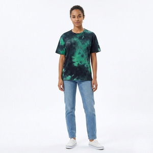 Men's Tie-<b>Dye</b> Short Sleeve T-Shirt O-Neck Regular Fit Knitted Casual Green <b>Black</b> Patterned Top - Product Image 2