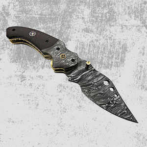 มีดพับเหล็กดามัสกัสคุณภาพสูงขายส่งที่ดีที่สุด รับผลิตตามแบบ OEM ปรับแต่งได้ สำหรับกิจกรรมกลางแจ้ง ตั้งแคมป์ ล่าสัตว์ ใบมีดตรงคู่ - Product Image 4
