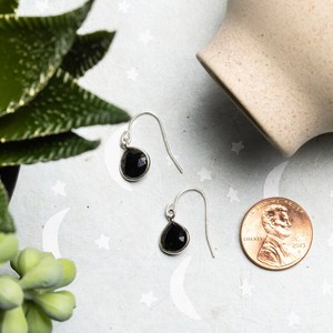 Black Onyx Peace Dangle Drop <b>Earrings</b> Necklace Set 925 Sterling Silver Satellite Chain Elegant Wedding Jewelry - Product Image 6