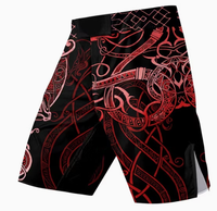 Shorts de combat MMA pour hommes en polyester noir et rouge, impression numérique, séchage rapide, taille élastique, sportifs avec poches, motif original