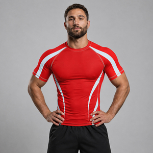 Rashguard à manches courtes sublimé de haute qualité, personnalisable avec votre propre logo, pour hommes, MMA, BJJ, Rashguard de compression - Product Image 4