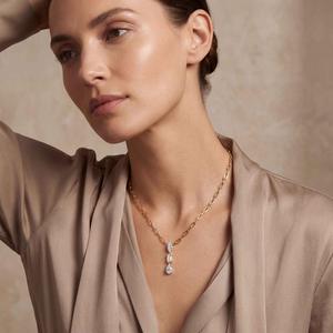 Exquisite 2.84 CTW Marquise Lab Created Diamond Necklace in 18K Yellow Gold Premium Bridal Jewelry Collection - Product Image 2