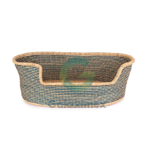 เตียงหญ้าทะเลเตียงแมวสุนัขและแมวทำด้วยมืออุปกรณ์เสริมสำหรับสัตว์เลี้ยงเตียงสัตว์เลี้ยงทำจากหญ้าทะเลหวายพร้อมเบาะเป็นมิตรกับสิ่งแวดล้อม - Product Image 6