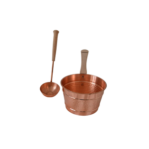 Ensemble seau et louche de luxe 100 % cuivre pur avec manche en bois, fait main, 4 L, pour spa professionnel et sauna traditionnel - Product Image 3