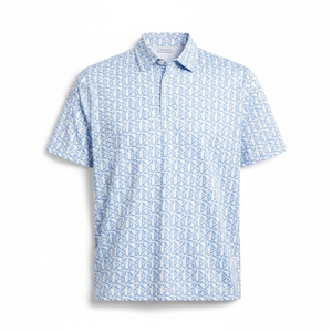 Chemises de golf personnalisées en polyester anti-rides à sublimation florale bleue, grande taille, vêtements de golf décontractés, polos de golf pour hommes - Product Image 1