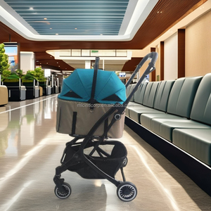 Panier pliable pour chien et chat en aluminium léger à 4 roues avec amortisseurs et design breveté pour les petits animaux de compagnie en voyage - Product Image 3