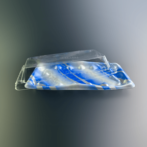 Bandeja Rectangular Transparente Folin con Diseño de Rayas Azules, Material de Espuma de Poliestireno, Embalaje de Grado Alimenticio OFUNA, Modelo 2-5, Pedidos Personalizados - Product Image 3