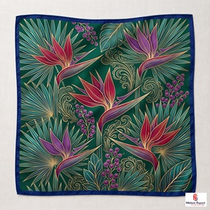 Premium Womens Printed <b>Silk</b> <b>Scarf</b> Lightweight <b>Square</b> Headscarf Custom Design OEM ODM Manufacturer Madeira Custom Fabric - Product Image 6