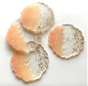 High Quality Eco-Friendly Modern Resin Oval <b>Coaster</b> <b>Green</b> Gold Leaf Design 400mm Diameter 5mm Thick Stocked Home Wedding Cafe - Product Image 2