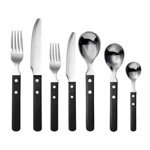 Minimalist Stainless Steel Flatware Set With Black Handles Dishwasher Safe Cutlery For Catering Use - Product Image 1