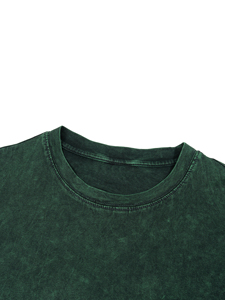 Camiseta de Manga Corta con Cuello Redondo para Hombre, Corte Holgado, Color Sólido, Algodón Lavado, Estilo Informal - Product Image 5