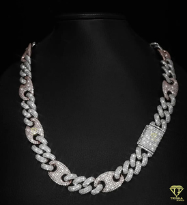 925 Sterling Silver Cuban Link <b>Chain</b> <b>Iced</b> <b>Out</b> Hip Hop Statement Luxury Bling Jewelry VVS Moissanite Diamond Necklace for Unisex - Product Image 1