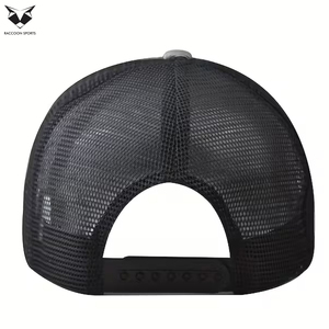 Gorras de béisbol de malla transpirable grises y negras con estampado geométrico personalizado por sublimación, de 5 paneles, estilo urbano, para adultos. - Product Image 6