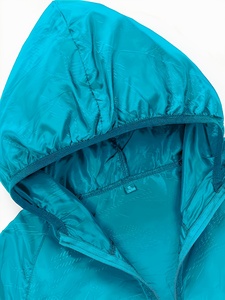 Men's Turquoise Hooded Blouson <b>Jacket</b> Quick Dry <b>Lightweight</b> Casual <b>Summer</b> Pullover Windbreaker Solid Color Polyester Outerwear - Product Image 3