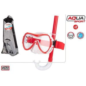 Set Maschera e Boccaglio Aqua Sport Rosso Regolabile per Adulti, Attrezzatura Subacquea Senza Lattice - Product Image 1