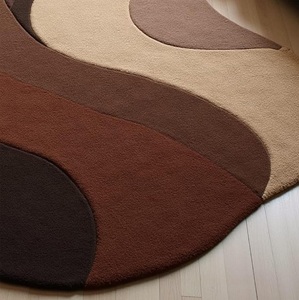 พรมรูปทรงโค้งแบบนามธรรม พรมทอมือสไตล์โมเดิร์น สีน้ำตาลเบจ ลายคลื่น สำหรับห้องนั่งเล่น ห้องนอน พรมขนสัตว์นุ่มหรูหรา ตกแต่งบ้าน - Product Image 4