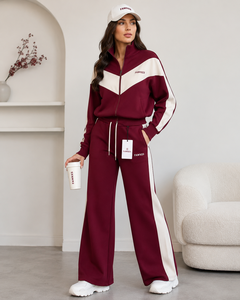 Ensemble de survêtement rose pour femme Fawkes, col rond, manches courtes, coupe ample, pantalon long avec poches latérales, cordon de serrage, décontracté, printemps - Product Image 2